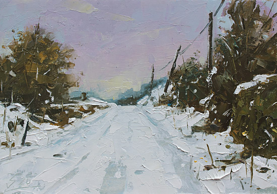 129-Strasse-im-Schnee-2020-Oel-Kt-14x20cm