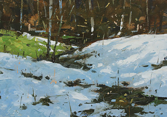 156-Schneereste-III-2020-Oel-Kt-14x20cm