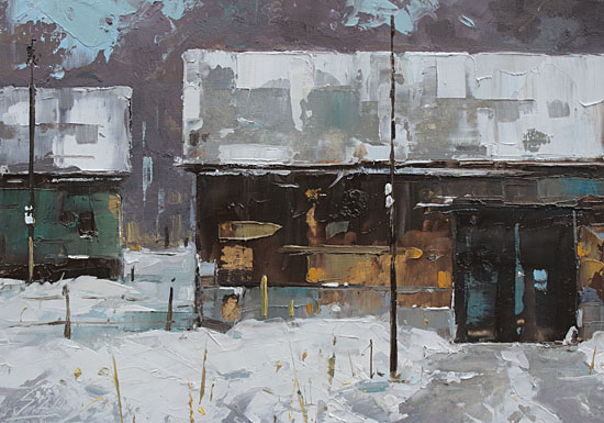 160-Alte-Scheune-im-Winter-IV-2020-Oel-Kt-14x20cm