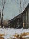 078-Alte-Scheune-im-Winter-I-2020-Oel-Holz-24x18cm