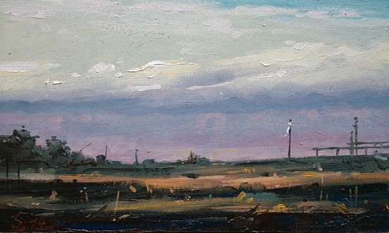 010-Blick-Richtung-Teufelsmoor-2014-Oel-Karton-15x25cm