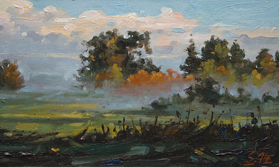 012-Worpswede-Landschaft-im-Dunst-2014-Oel-Karton-15x25cm