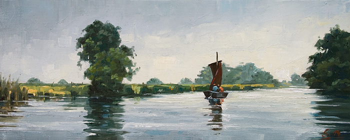 019-Torfkahn-auf-der-Hamme-2014-Oel-Lw-20x50cm