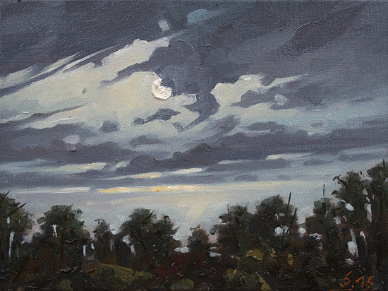 031-Vollmond-ueber-Worpswede-2015-Oel-Lw-18x24cm