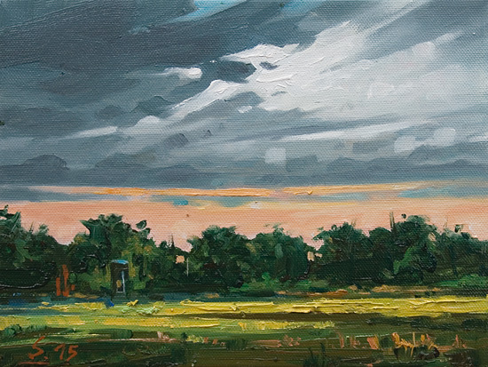 037-Worpswede-abends-2015-Oel-Lw-18x24cm