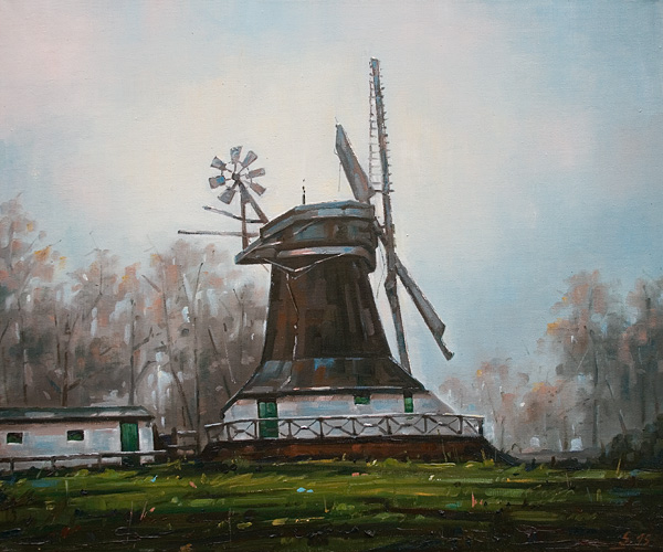 039-Windmuehle-bei-Worpswede-2015-Oel-Lw-50x60cm