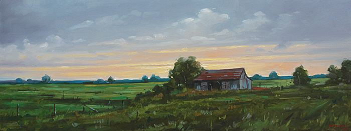 060-Abendstimmung-bei-Worpswede-2015-Oel-Lw-Holz-30x80cm