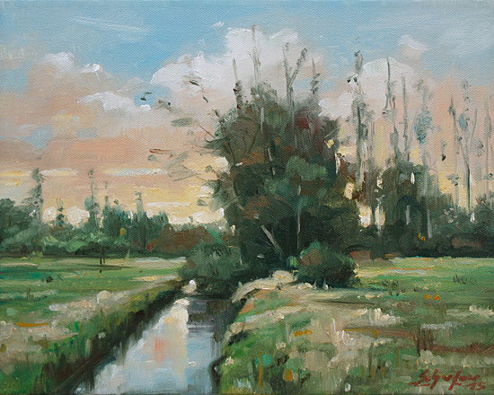 061-Frueher-Abend-bei-Worpswede-2015-Oel-Lw-24x30cm